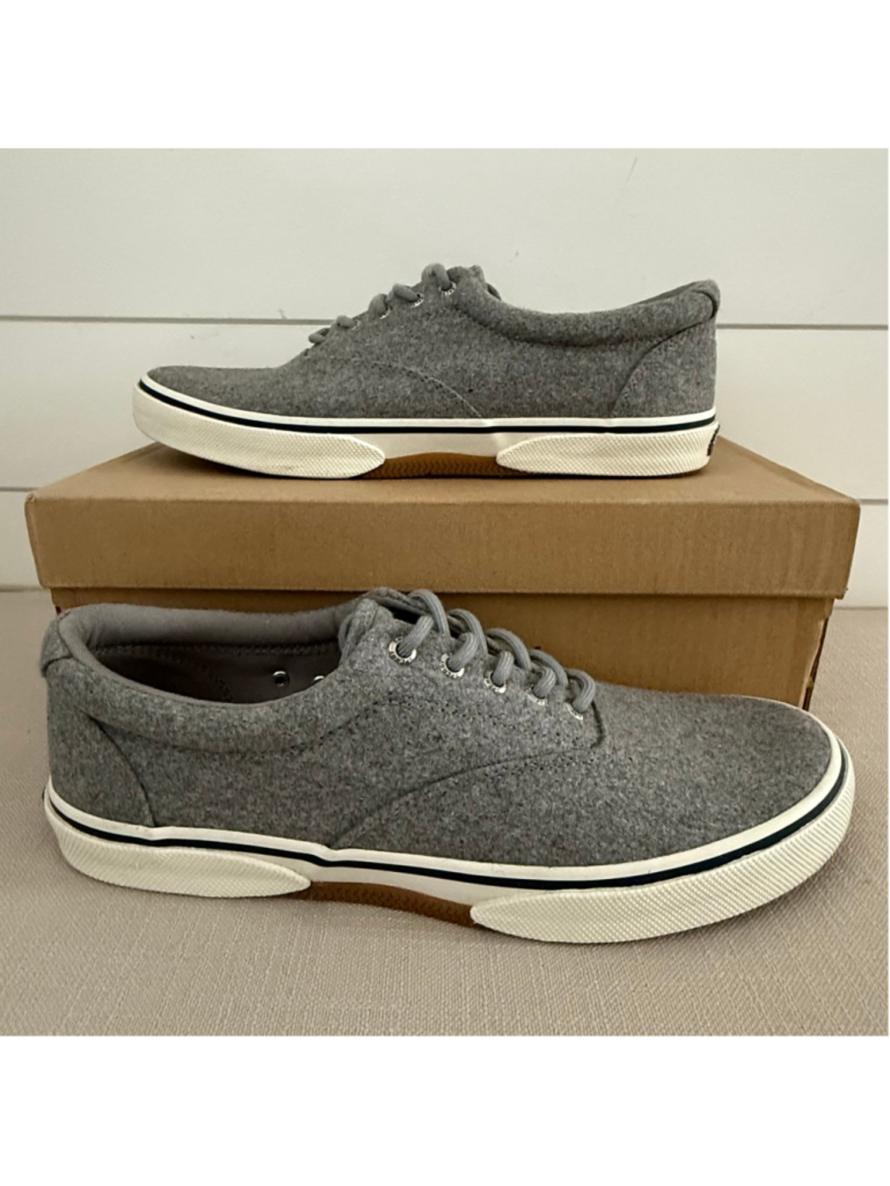 Sperry Halyard Men's Grey Wool Sneakers Size 11.5